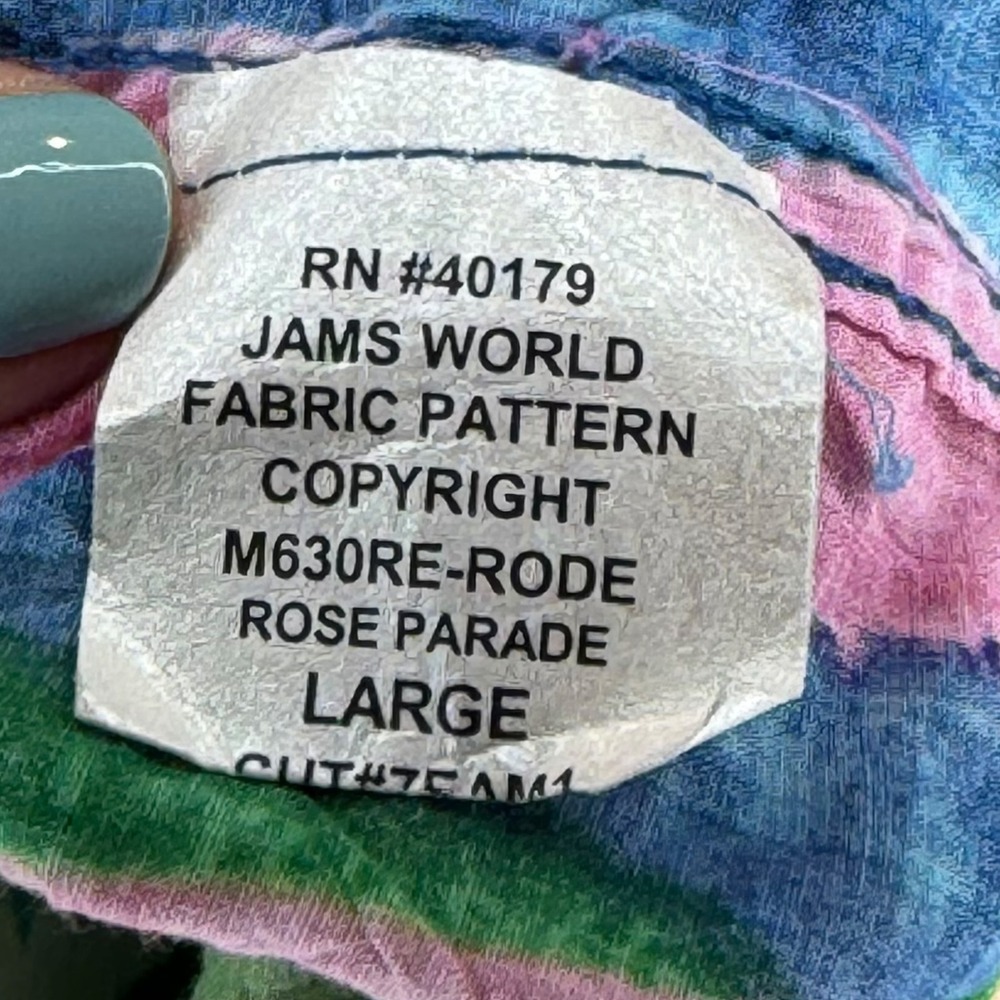 JAMS WORLD Rode Rose Parade Button Up Camp Shirt Women's Size Large Vintage - Picture 6 of 6